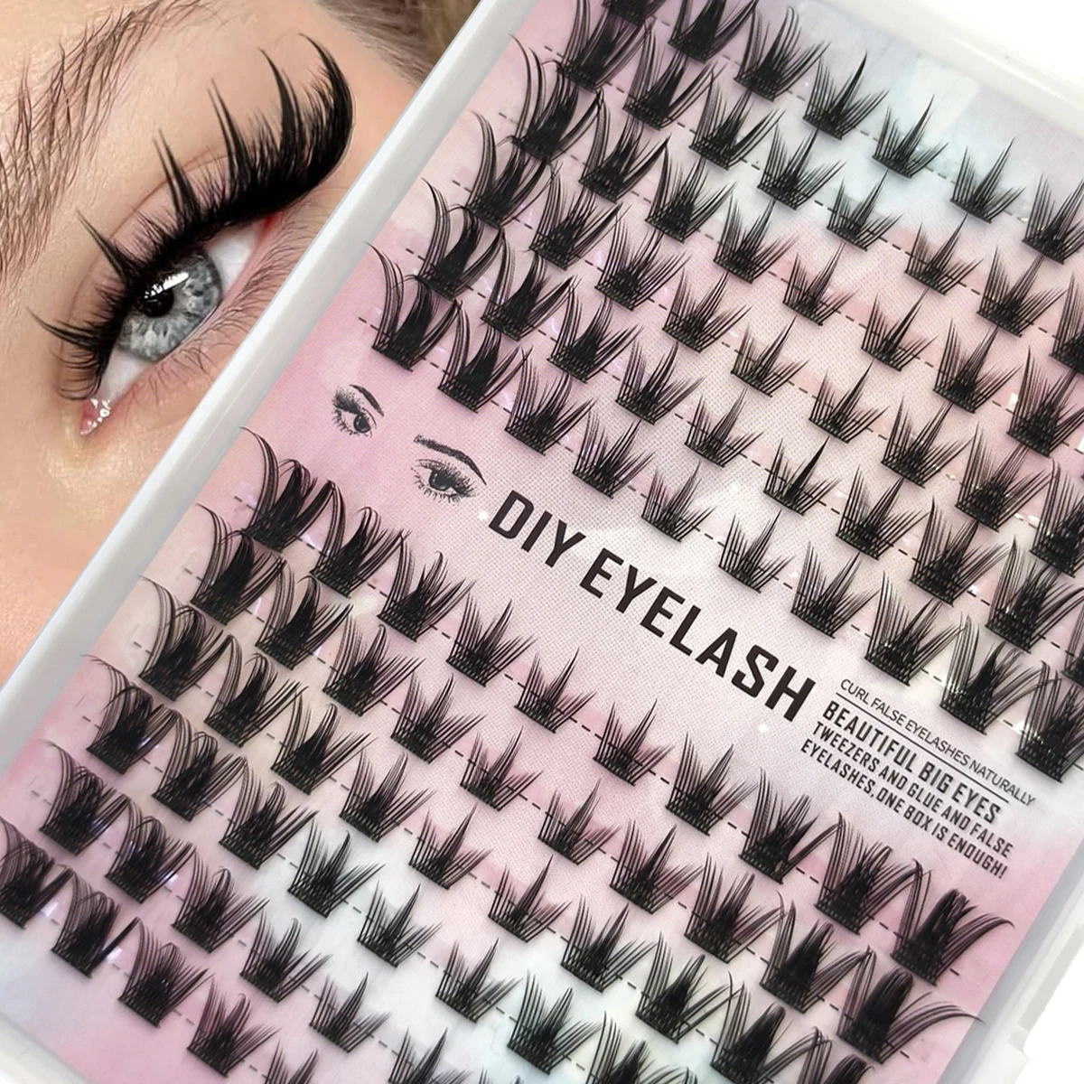 Neue braune Wimpern-Büschel, flauschige Cat-Eye-Wimpern, natürliche DIY-Wimpernverlängerung, kurze Büschel, D-Curl, einzelne Wimpern-Büschel