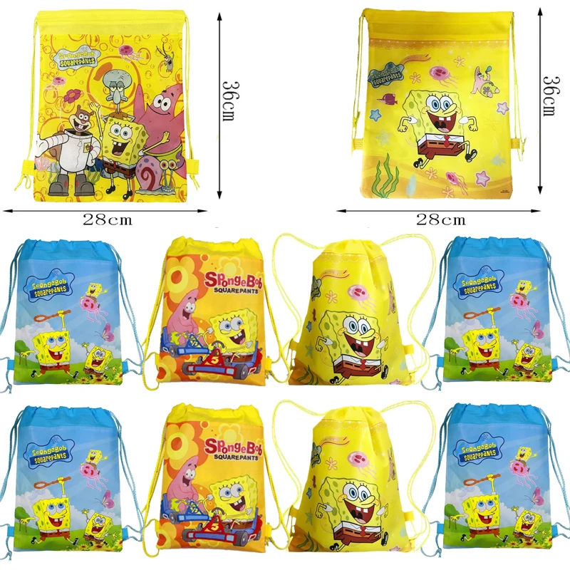 

Sponge-bob Birthday Gift Bag Non-woven Drawstring Bag Kids Boy Girl Decoration Party Gift Shopping Travel Bags Toy Party Supplie