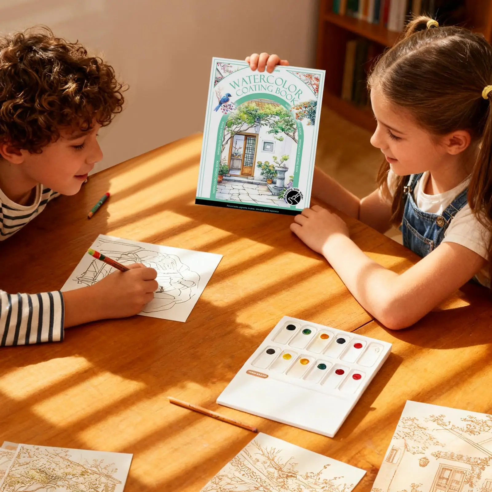 مصنف الألوان المائية المحمولة الاسترخاء 3 أضعاف الرسم بالألوان المائية كتاب لوازم الفن للمبتدئين الفنانين المنزل المدرسة السفر #3