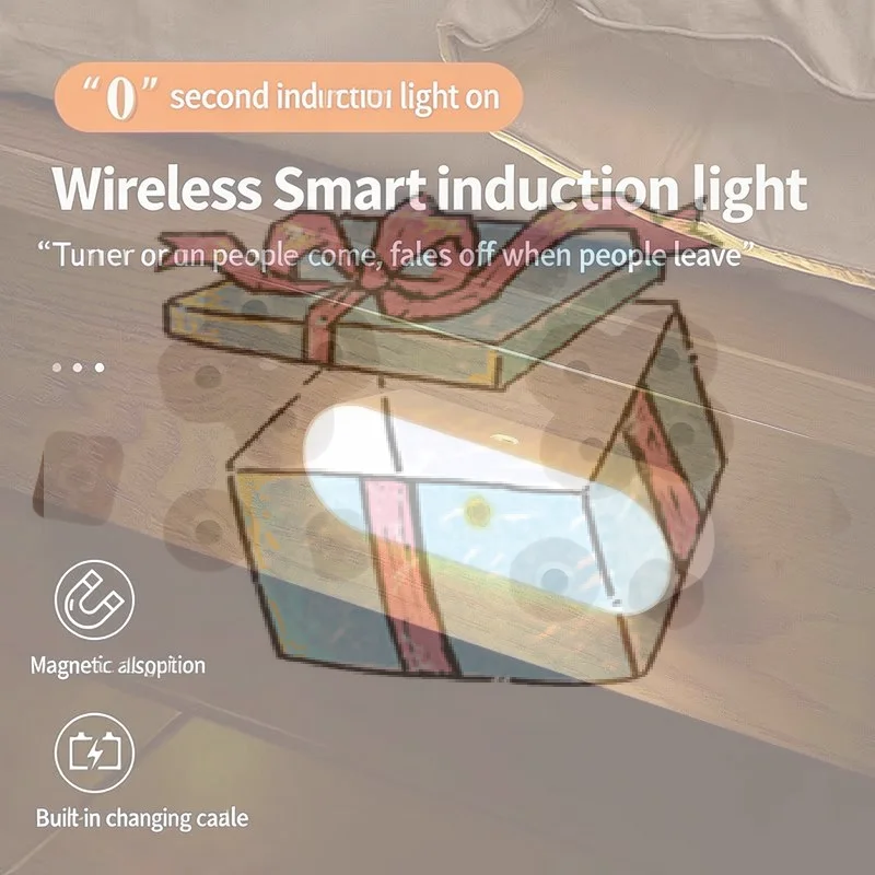 New Long Wireless Charging Human Body Sensor Light Strip Automatically Lights Up At Night Suitable For Corridors And Passageway