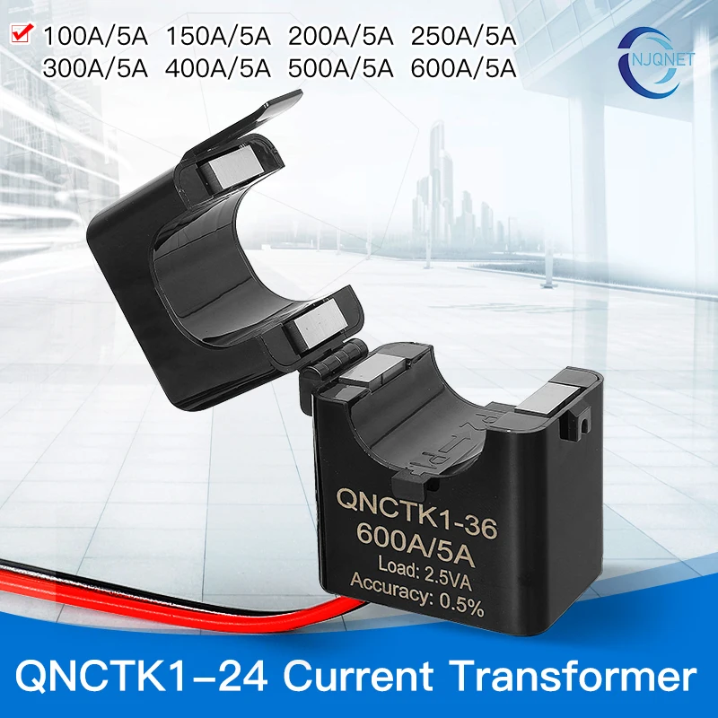 QNCTK1-24 трансформатор тока с разделенным сердечником 100 5 150/5 200/5 300/5 400A 5A 500A преобразователь переменного тока ct с зажимом датчик трансформатора тока