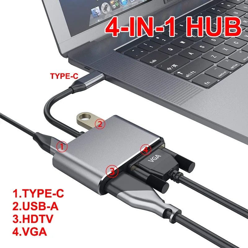 Usb C Hub For MacBook Pro Hub Typec C to HDMI-Compatible Hub Adapter For IPhone15 16 17Pro MacBook Air Thunderbolt 3 PD USB 3.0