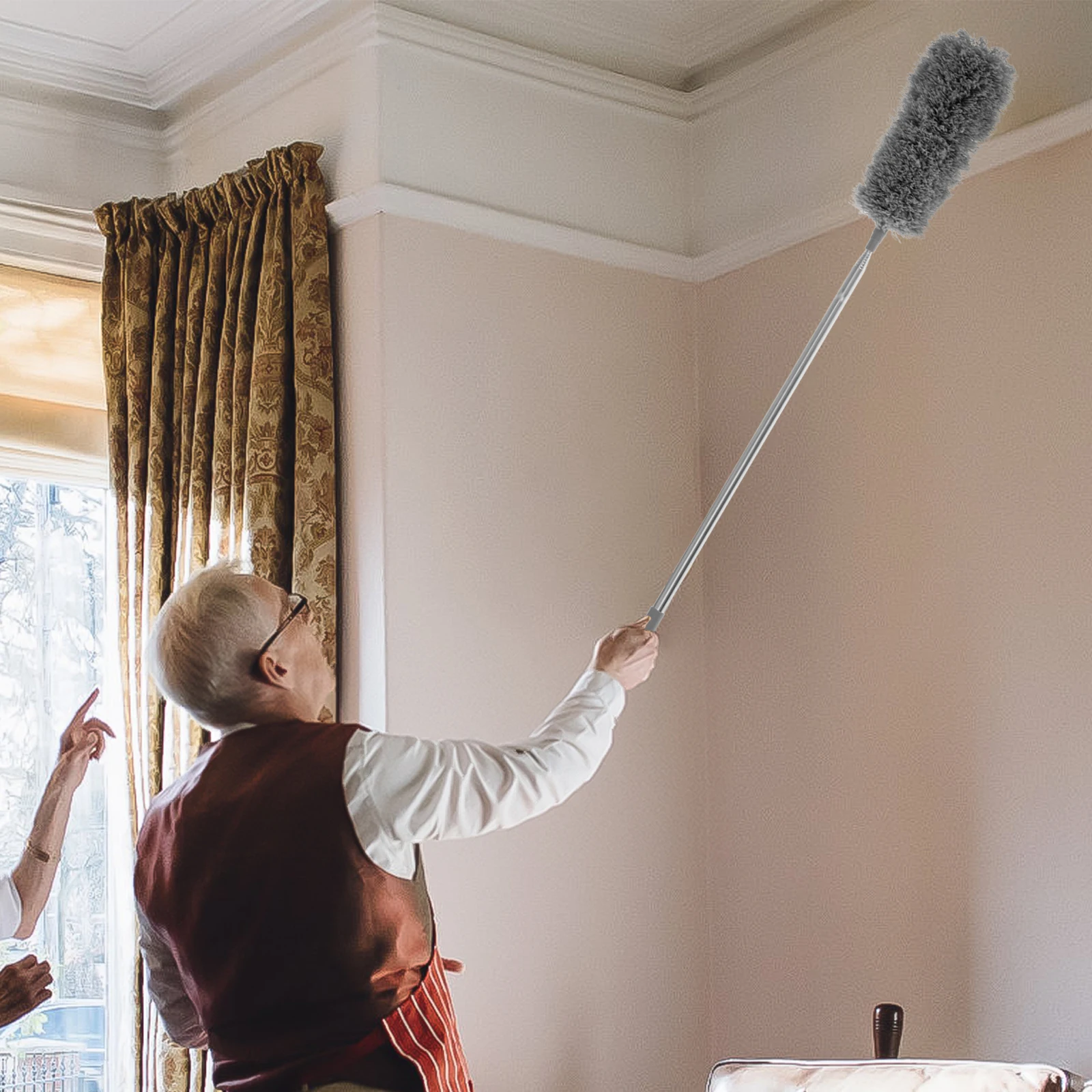 

Ceiling Fan Cleaner with 83.9 Inch Extension Pole Reusable Feather Duster Set with 2 Replaceable Cleaning Head Soft Microfiber