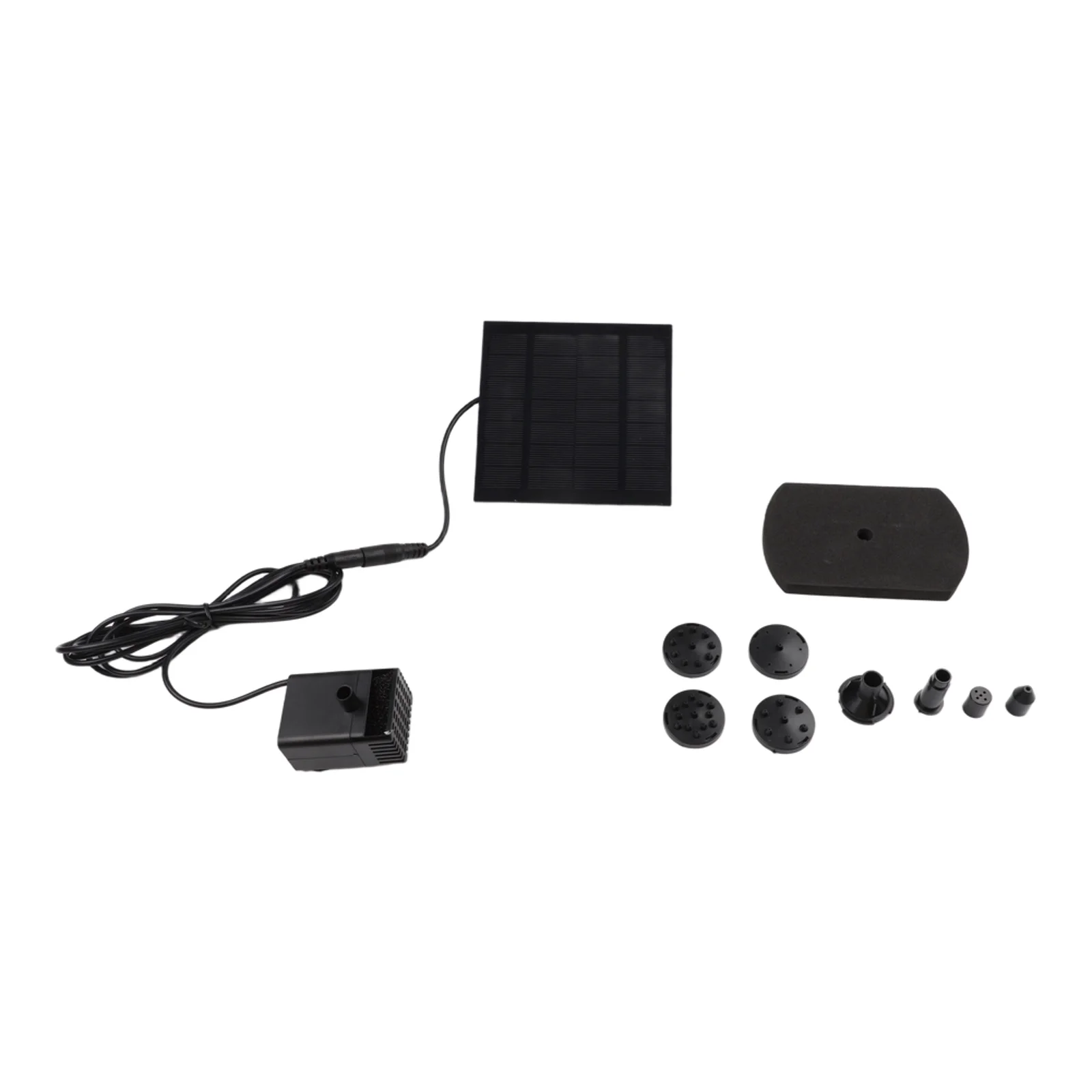 1.5W Solar Fountain Pump Kit with 6 Spray Nozzles for Bird Baths Ponds and Small Water Features Compatible with 7V Systems