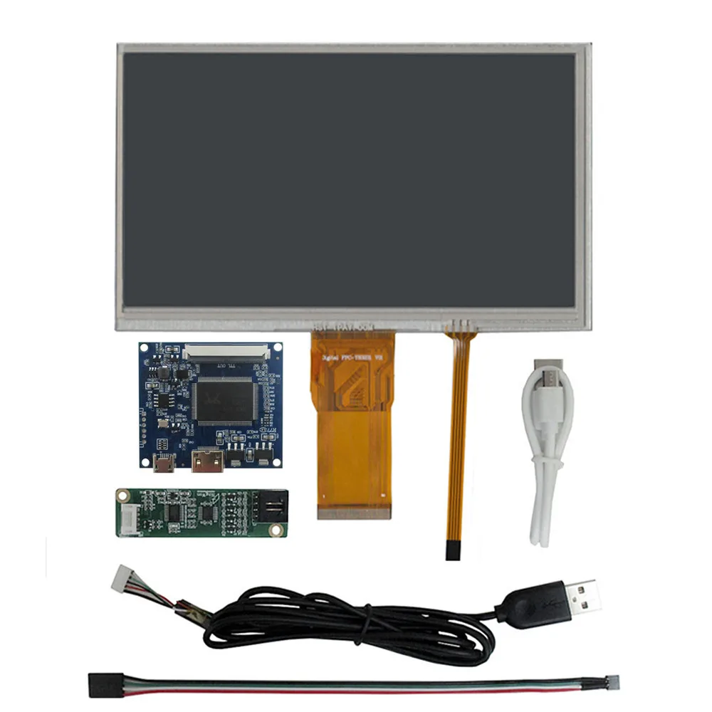 7 Inch 1024*600 DIY LCD Display Screen Digitizer Touchscreen Driver Control Board HDMI-Compatible Raspberry Pi Monitor Kit