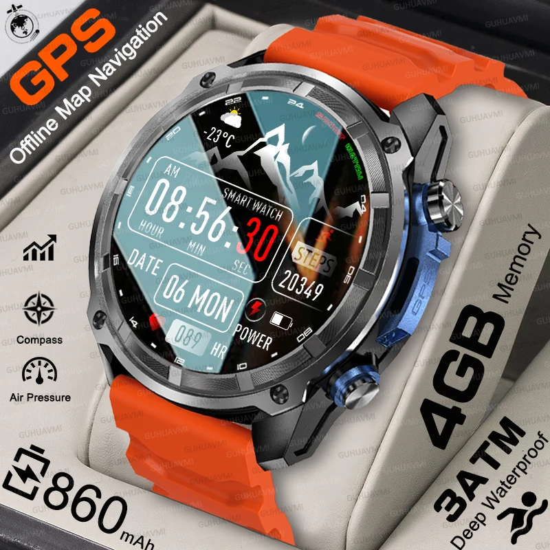 

2025 NEW T-REX3 Dual-Band Satellite GPS Smart Watch Offline Maps 4GB Memory Video Player 860mAh 3ATM Waterproof Swimming Watches