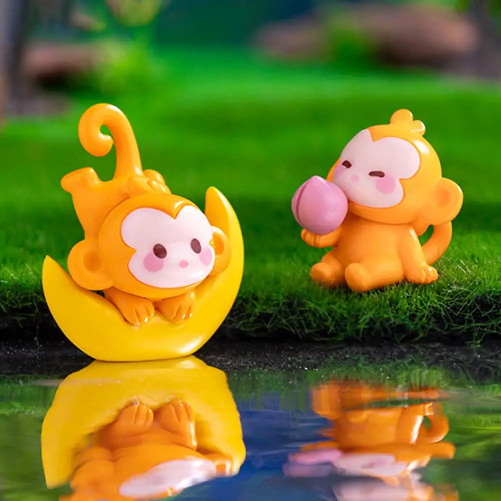 4 Pcs Monkey Miniatures Resin Mini Monkey Figurines Cartoon Miniature Monkey Statues for Desk DIY Micro Landscaping Ornaments - Image 5