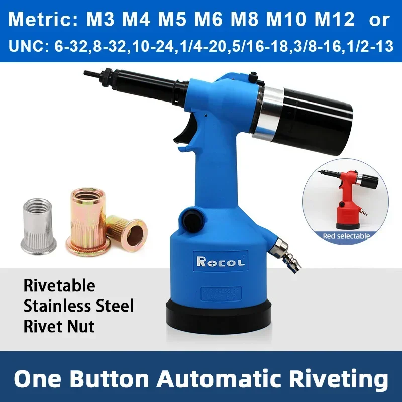 Industrial Hydraulic Pneumatic Riveter Automatic Rivet Nut Gun Tool Setting Kit  Rivnut Riveting Metric M3 M4 M5 M6 M8 M10 M12