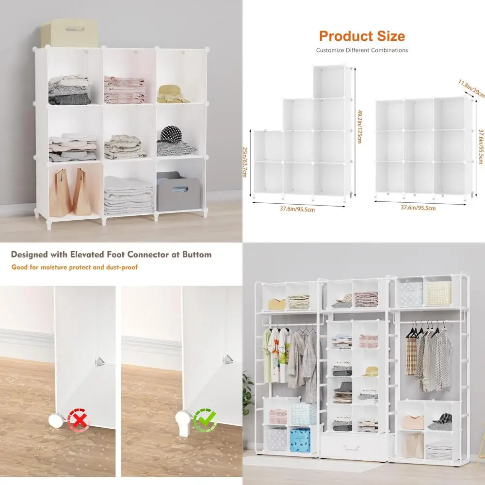 

9-Cube Portable Storage Organizer - Versatile Cube Shelves for Clothes, Bedrooms, Kids' Rooms, and Bathrooms in White