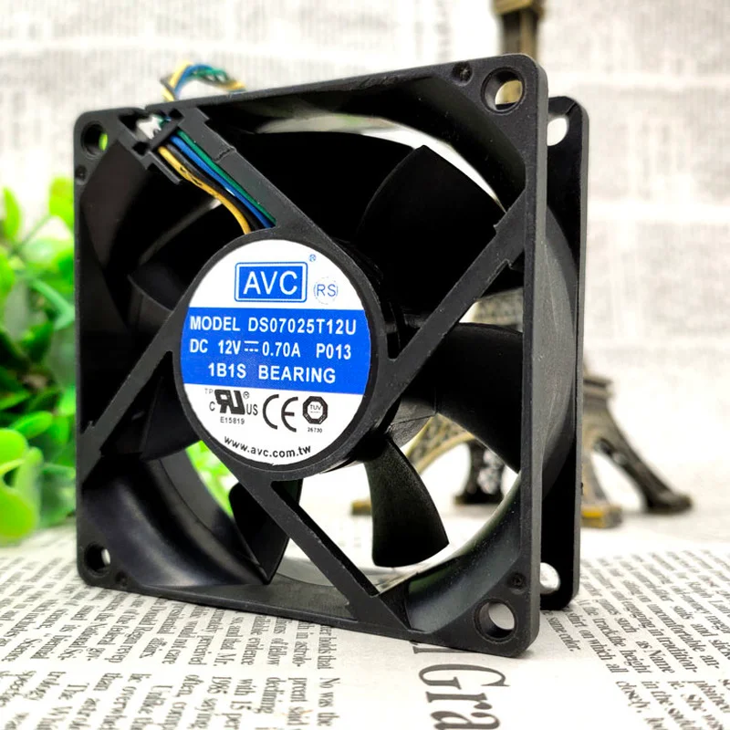 New Fan For AVC DS07025T12U 7025 7cm DC 12V 0.70A 4-wire Temperature Control Large Air Volume Chassis Fan CPU Radiator