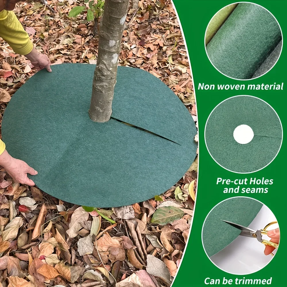 Set of 20 Green Non-Woven Grass Mats  Weed Barrier and Plant Protector for Gardens, Parks, and Trees; Breathable,
