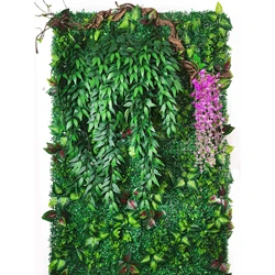 15.7*23.6 Inch Artificial Plant Flowers Mixed Grass Jungle Leaves Panel Mat Wall Decoration For Wedding