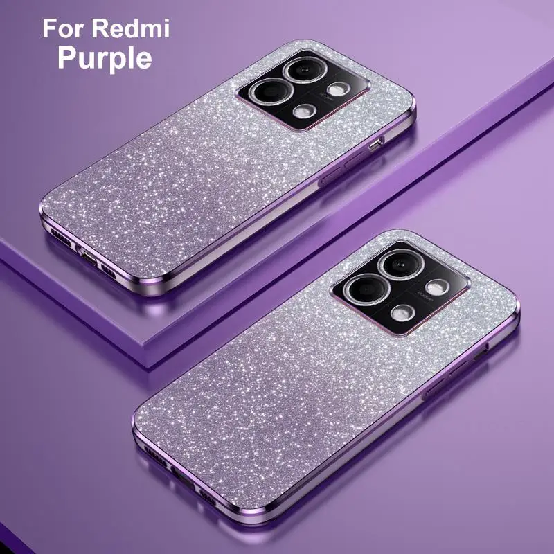 6D Gegalvaniseerde Glitter Telefoon Case Voor Xiaomi Redmi Note 12 13 Pro Plus 5G 12s 11s 12C 13C Note 8 9 10 11 Pro 4G 5G Clear Cover