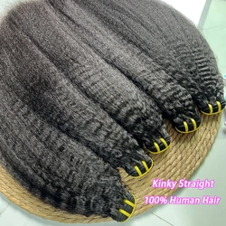 Kinky Straight Human Hair Bundles Extensions 10-30 Inch 100% Unprocessed Virgin Human Hair Weave Natural Color Wholesale Hair