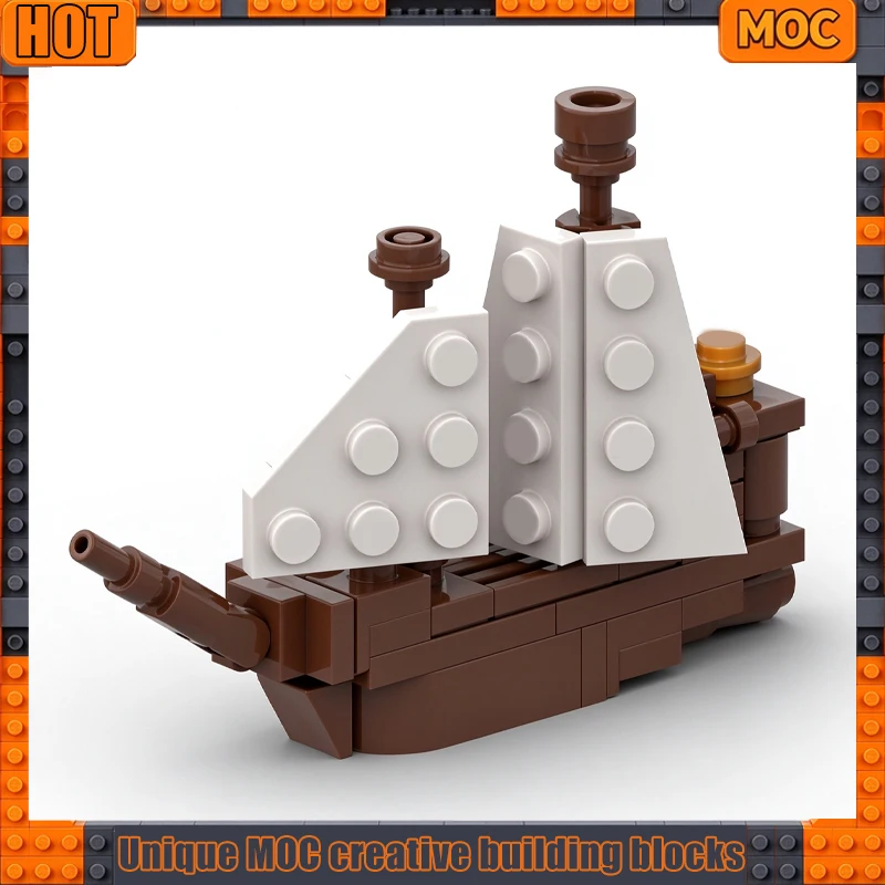 46PCS Sailing Ship Model Building Blocks MOC Custom Creative Puzzle DIY Assembly Educational Toy Collection Display Popular Gift