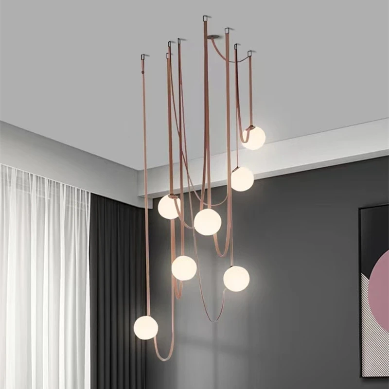 

Italian Design Belt Pendent Lights Glass Ball Ceiling Chandelier Led Living Room Restaurant Bedroom Hotel Decor Indoor Lighting