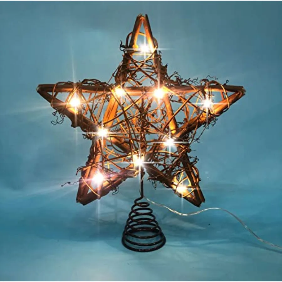 

Tree Topper Farmhouse Decor Tree Decorations Tree Star with 10 LED s for Ornaments Holiday Seasonal Decoration 10 Inch