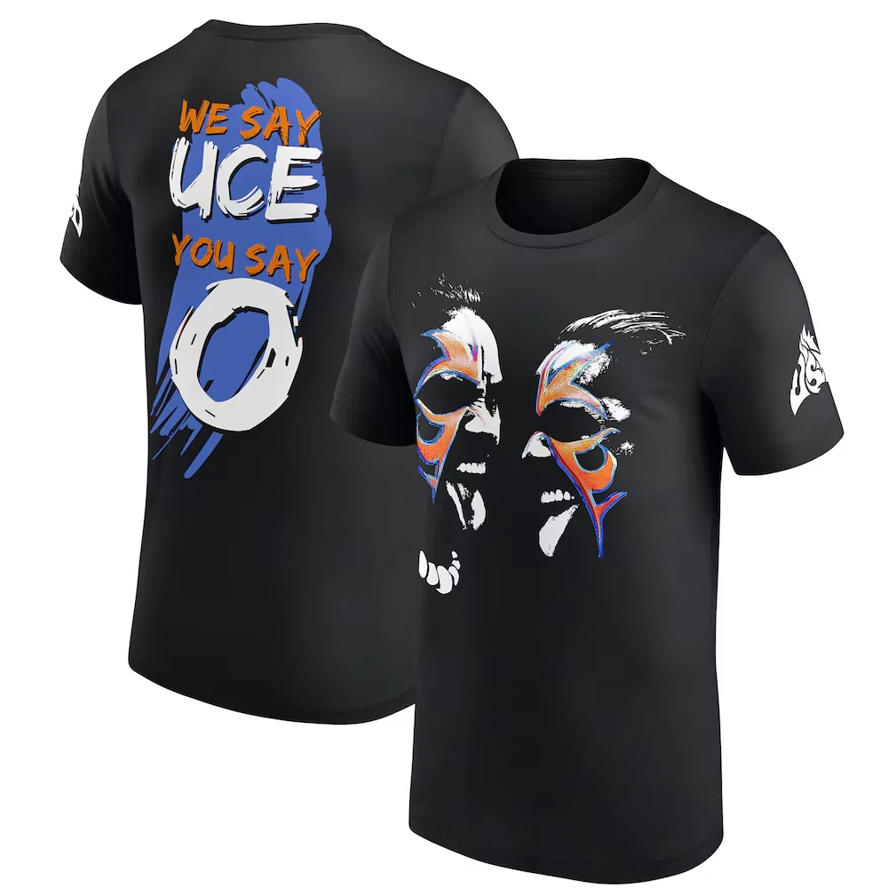 Men's Black The Usos We Say You Say Retro T-Shirt 3D Printed Outdoor Sports Quick Dry Short Sleeve Tee Daily Casual T-Shirts 5XL