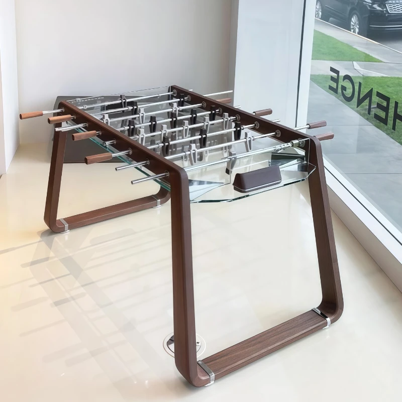 Transparent tempered glass solid wood table football table Villa large flat high-end football table Standard football machine