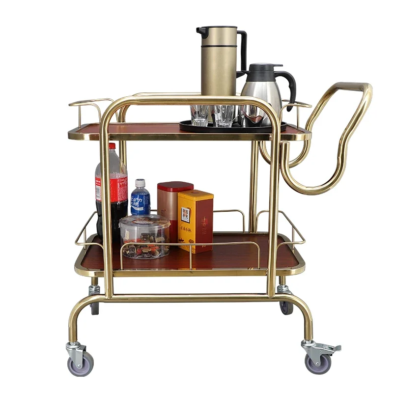 Hotel dining car tea snack trolley mobile European wine catering table stainless steel wine rack banquet