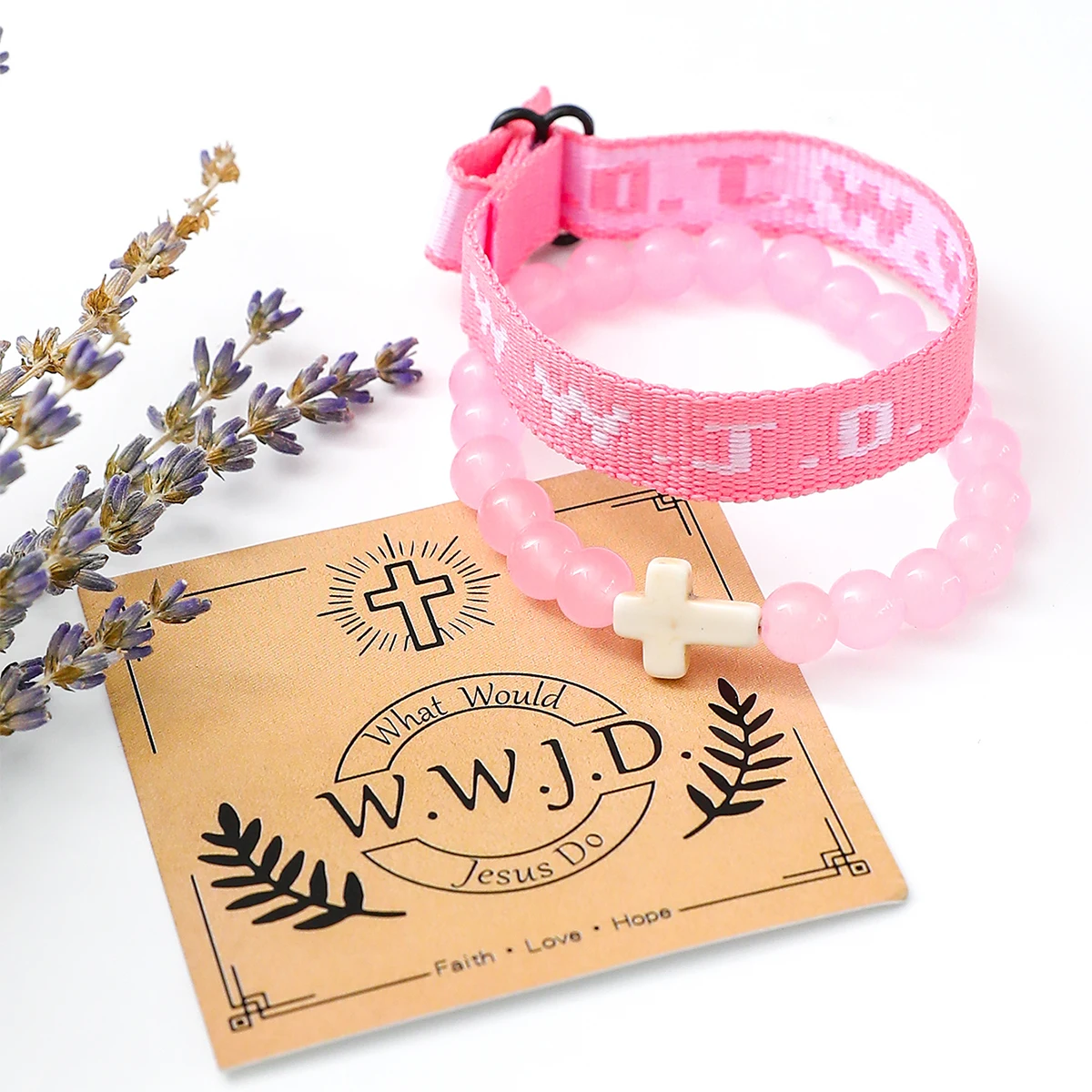 2 Stück wwjd Armband für Frauen Kreuz Perlen Armbänder Set wwjd-Jesus wird tun, was Armband Schmuck Geschenke