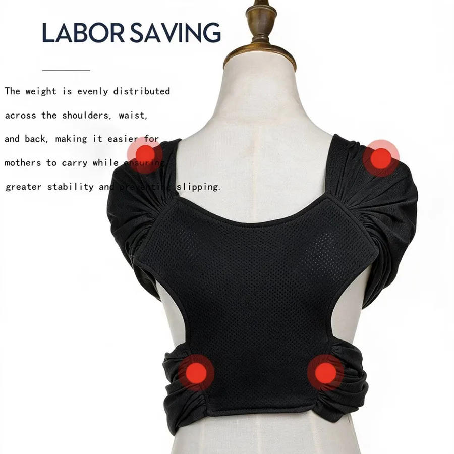 New Model Adjustable Infant Soft Breathable Baby Sling Newborn Baby Wrap Carrier Hipseat Gridding Cloth Sling Air Mesh Baby Soft view 2