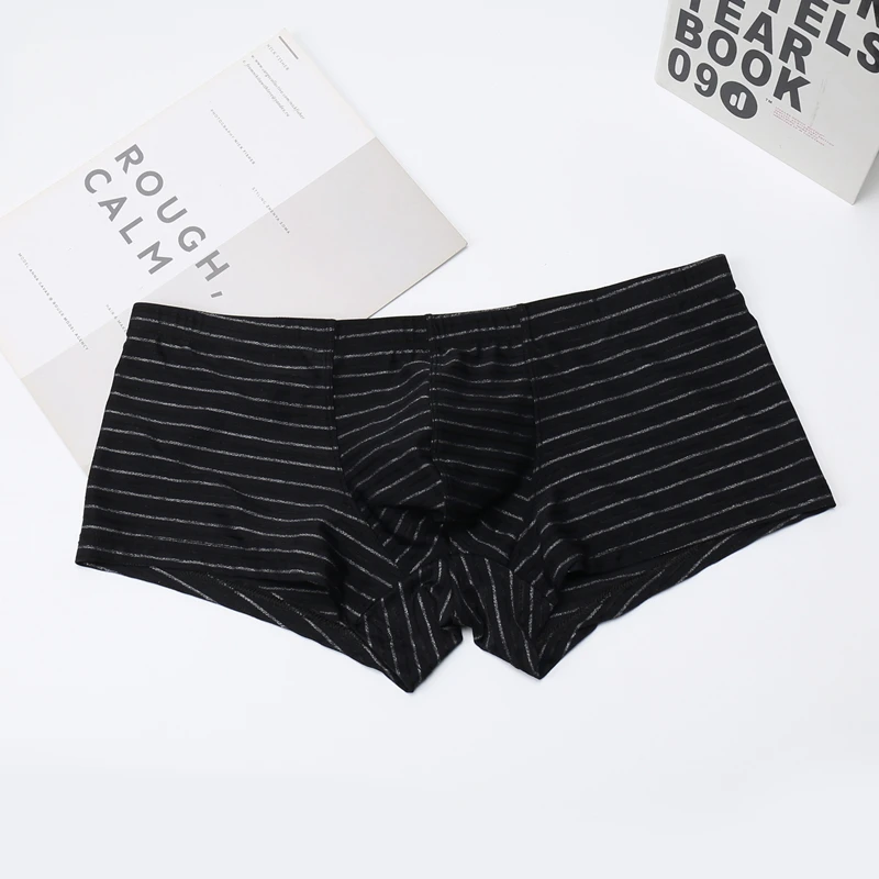 Boxershorts de seda do gelo masculino, roupa interior sexy, cueca sólida, calção tronco, calcinha bolsa