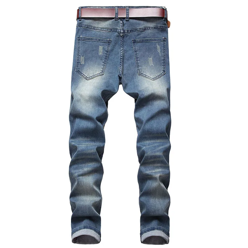 2024 Men's Ripped Jeans Spring Autumn Designer Slim Fit Denim Pants Male Hip Hop Jeans Distressed Trousers pantalon homme