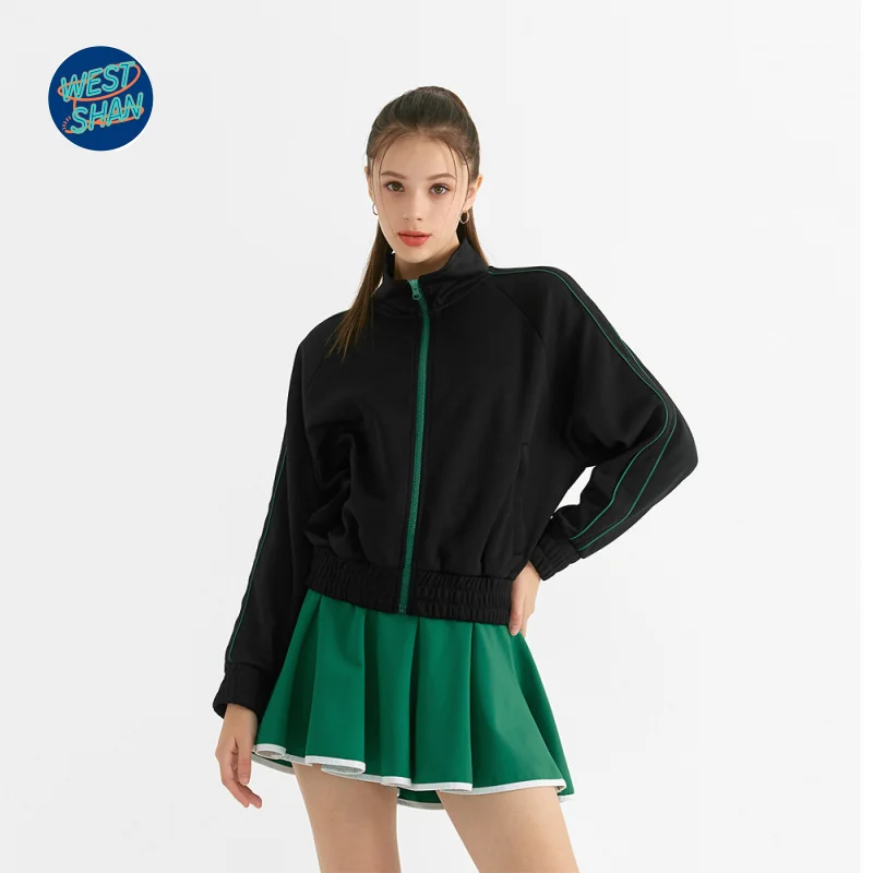 

WESTSHAN EU US Size Top Quality Autumn Winter Outdoor Loose Fit Golf Tennis Stand collar Sports Jacket with Pockets for Women