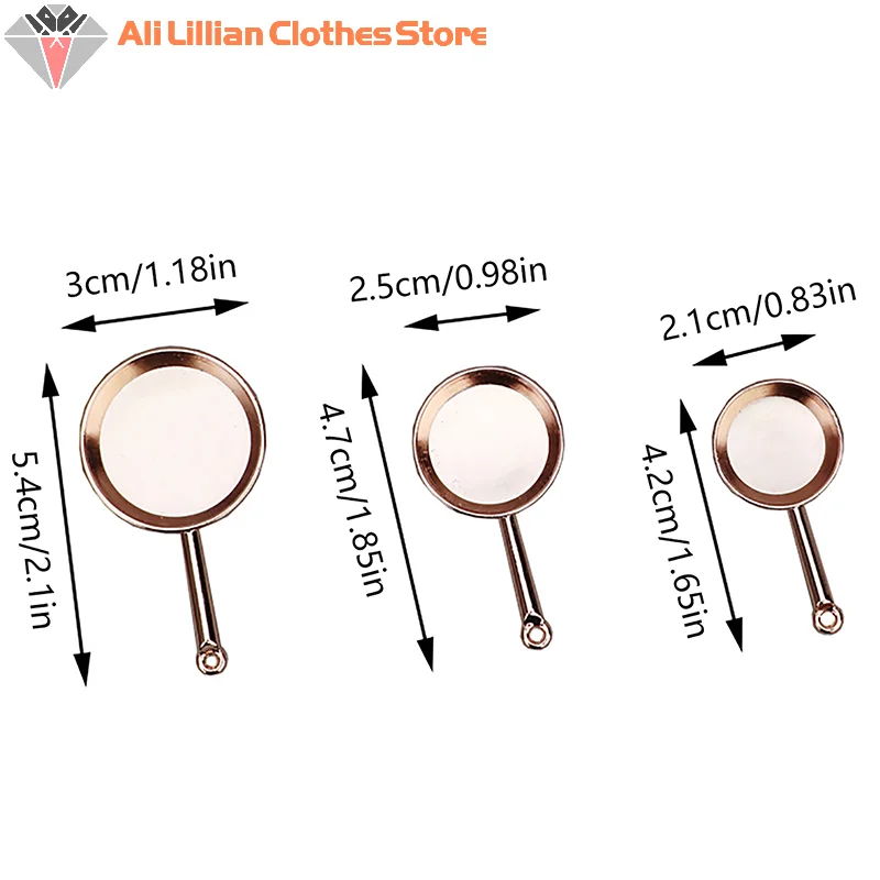 ⭐ 핫 ❗   3개 세트 1/12 인형집 미니어처 프라이팬 캐서롤 금속 조리기구 주방 모델 장식 장난감 인형집 액세서리