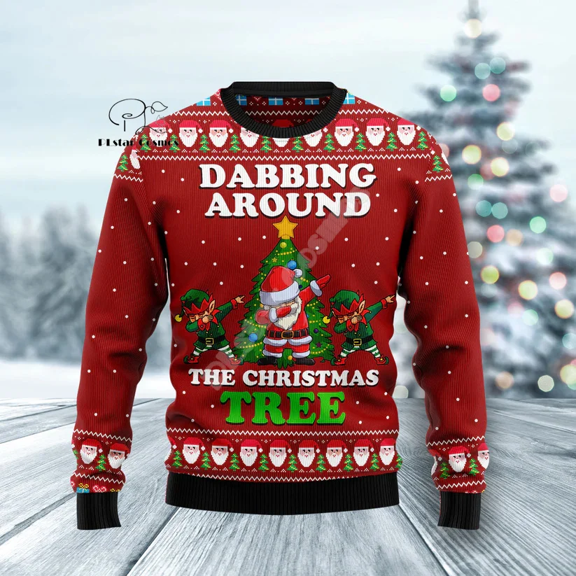 Christmas Santa Claus Cartoon Anime Graffiti Retro Winter Ugly Sweater 3DPrint Harajuku Pullover Casual Funny Long Sleeves X8