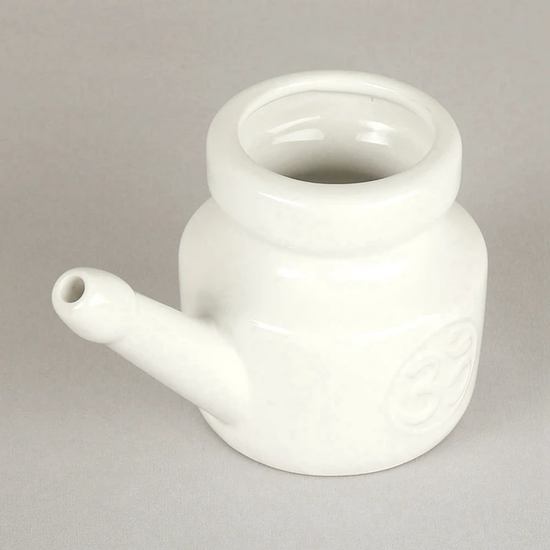 2X 350Ml Ceramic Neti Pot Nose Cleaning Pot Durable Leakproof Spout Pot For Nasal Rinsing Nose Washing Men Women, White