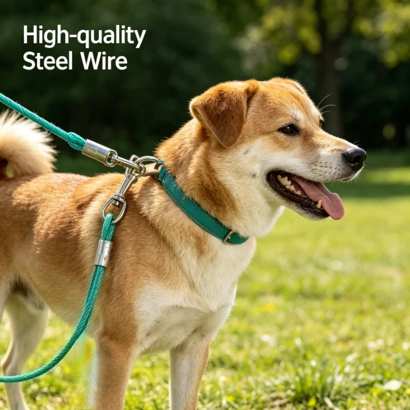 

Double Head Dog Leash 2 in 1 Steel Wire Rope Stake Tie Out for Small Medium Large Dogs Outdoor Walking Pet Supplies