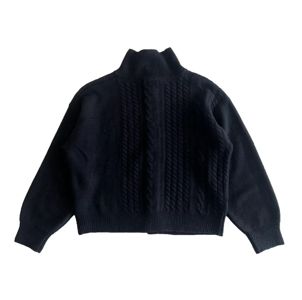 ER/D black destruction cross silver buckle turtleneck wool cardigan knitted sweater Cui Shengche same style
