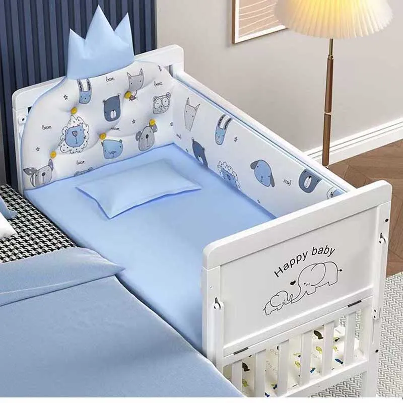 Portable Mini Baby Crib Beside Cradle with Mattress Convertible Bedside Bassinet Drop Down Side,Storage,Wheels