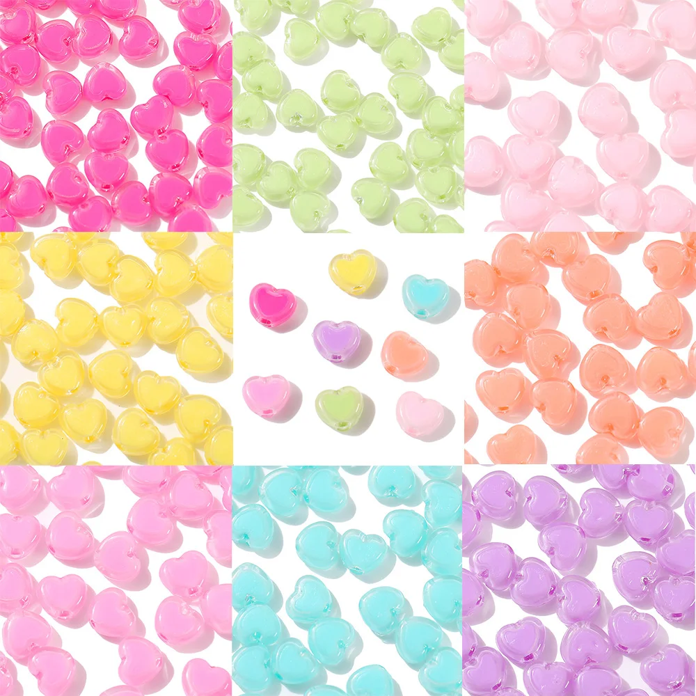 50 teile/los 7x8mm Acryl Herz Perlen für Schmuck machen lose Spacer Perlen DIY Halskette Armband Zubehör liefert