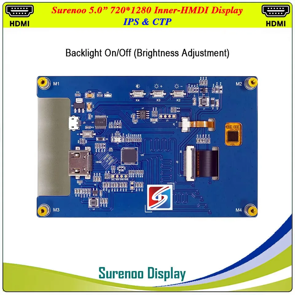 5.0 "5 pollici 1280*720 IPS Interno HDMI-Compatibile HD Modulo LCD Monitor Schermo di Visualizzazione USB Pannello Touch Capacitivo per RaspBerry Pi