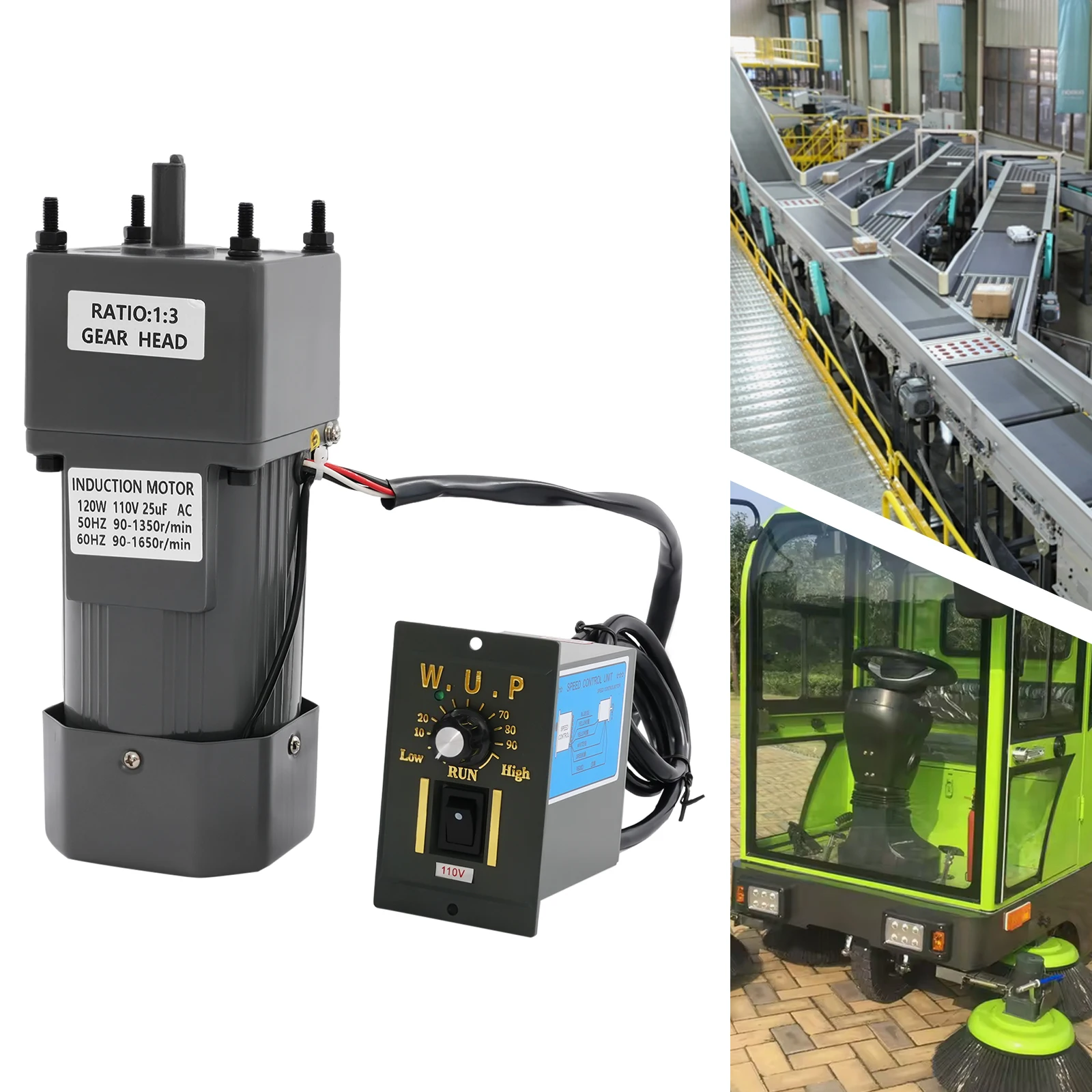 

Мотор-редуктор с регулируемым регулятором скорости 3K, электродвигатель 110 В, 450 об/мин, мотор-редуктор с высоким крутящим моментом 120 Вт