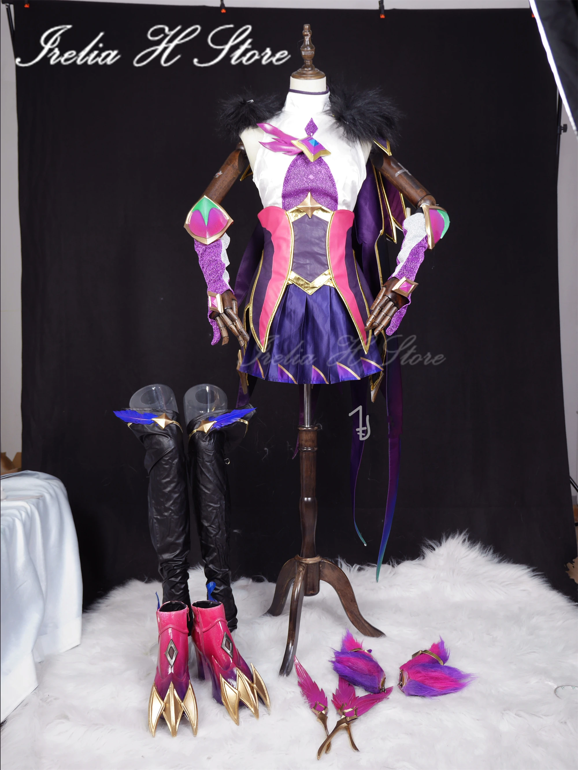 

Irelia H Store Custom size made Star Guardian Xayah Cosplay Costume Full set Halloween costumes cloak dress female