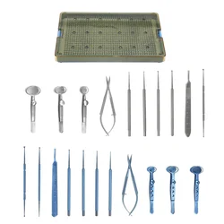 Set di Curette per calazio autoclavabile con vassoio di sterilizzazione strumento per chirurgia oftalmica lega di titanio acciaio inossidabile