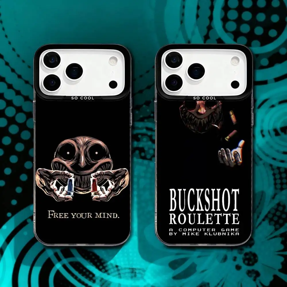 

B-Buckshot Roulette Game Phone Case For iPhone 17,16,15,14,13,12,X,8,Pro,Max,Plus,SE4,Air,Mini HD Black IMD Matte