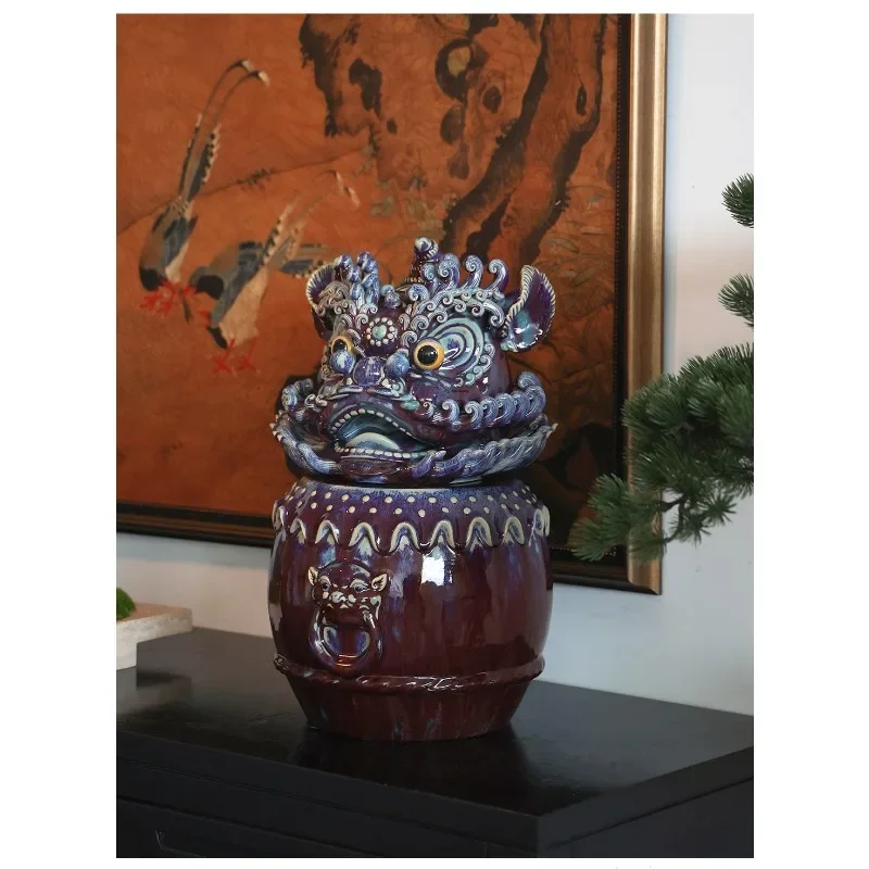 Ornament lucky tabletop decoration home jewelry merchandise lion head entrance art