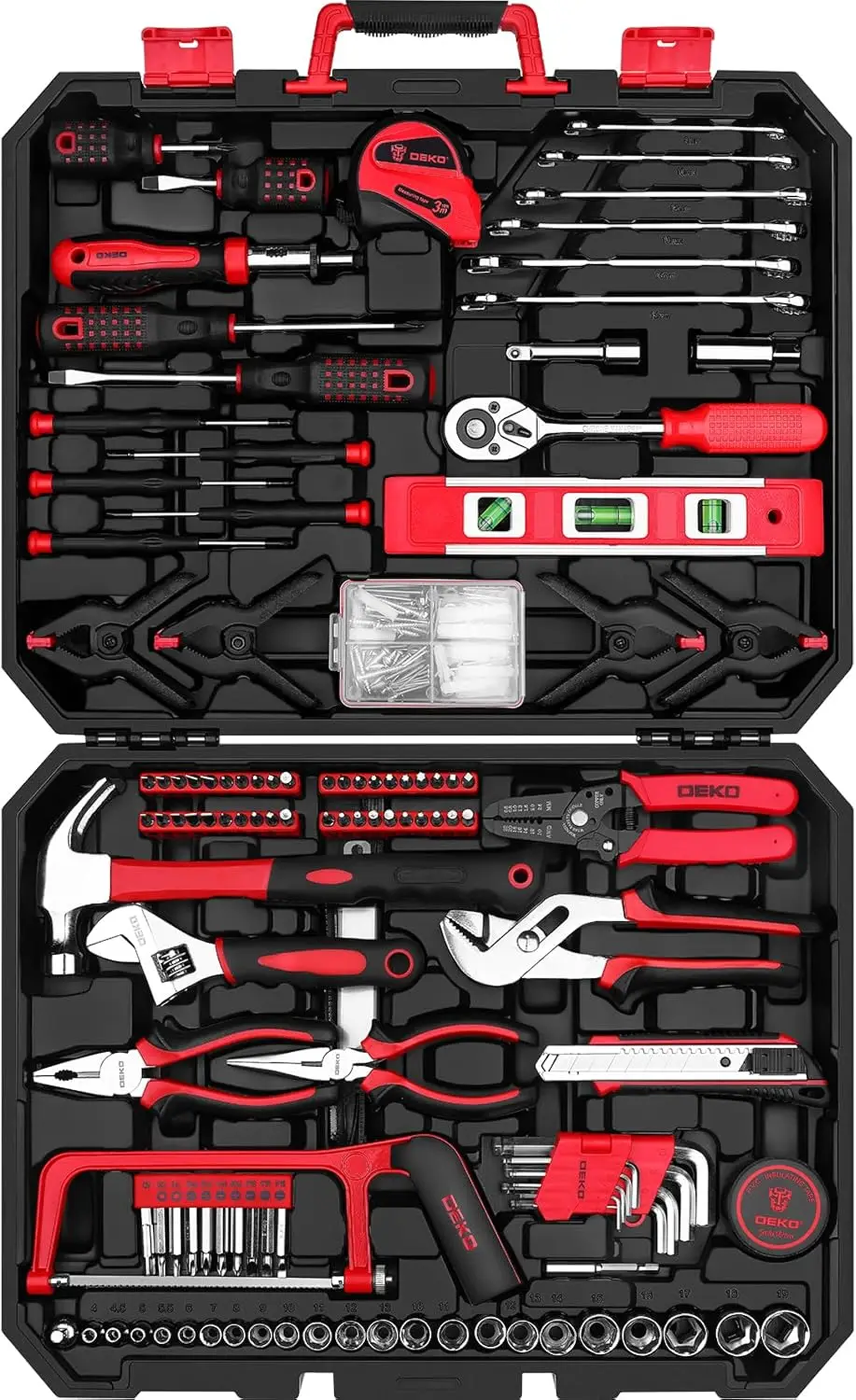 

228-Piece Home Tool Kit with Plastic Storage Case, Socket Wrench Set for Car Repair and DIY Projects