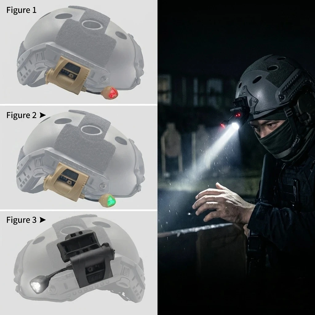 1Pc Tactical Helmet Light MPLS CHARGE 3 Modes Green Red IR Laser Helmet Lamp Energy Saving Hunting Airsoft Helmet Flashlight