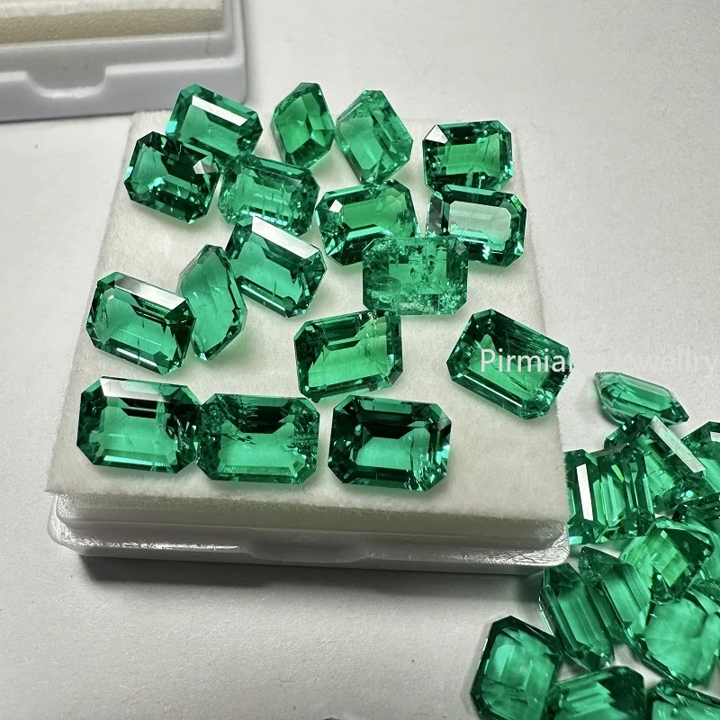 Pirmiana Wholesale Price  Lab Grown Emerald Emerald Cut Columbia Color  Loose Stone for Jewelry Making