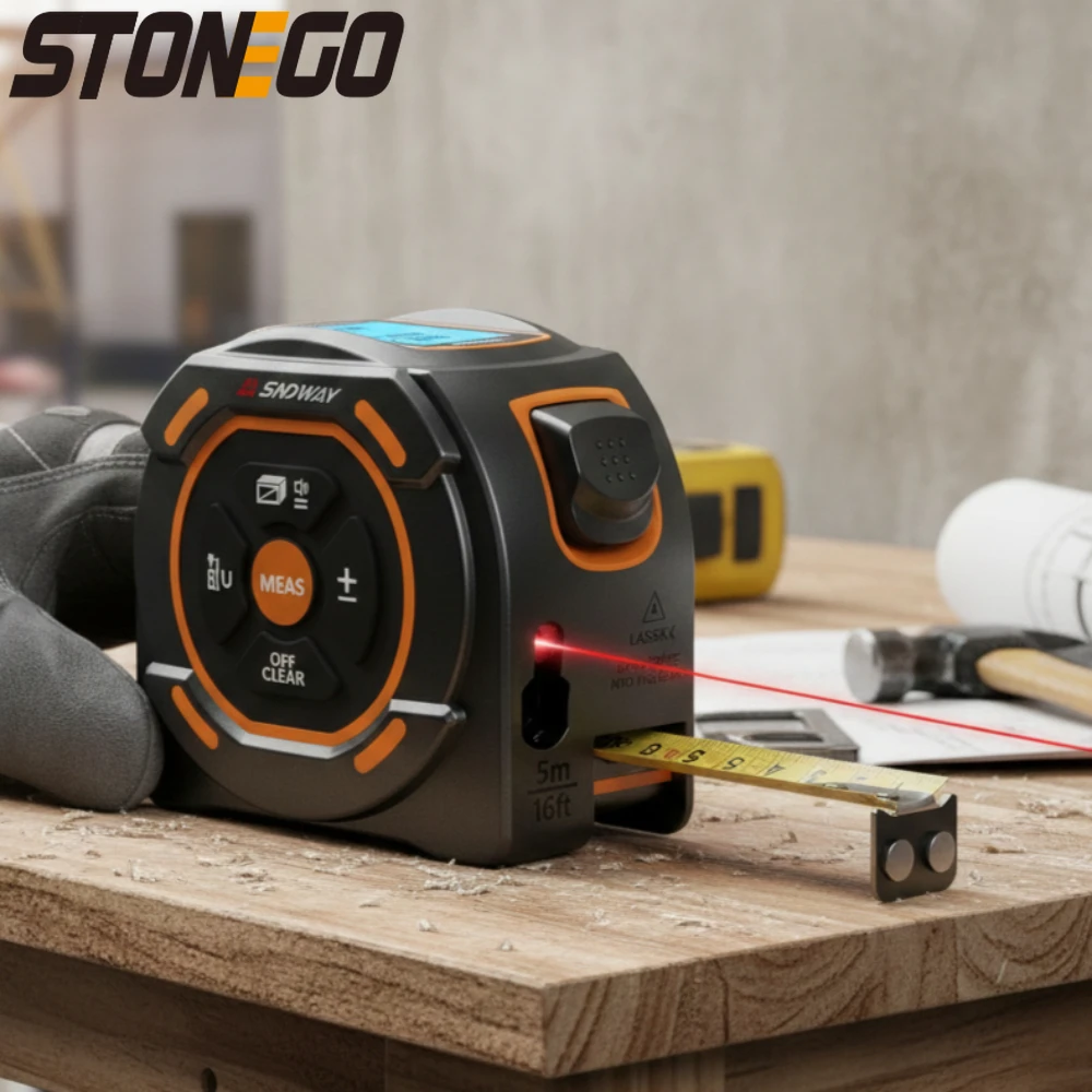 

Laser Tape Measure 2 in 1 Digital Tape Measure High Precision Laser Rangefinder Steel Tape Measure 131/197ft 1PC
