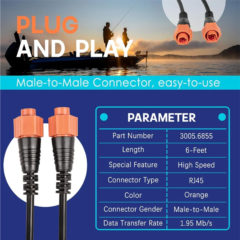 Pièce de rechange pour câble croisé Ethernet Lowrance, câble jaune Catinspectés, 6 pieds, haute vitesse, plug and play, étanche