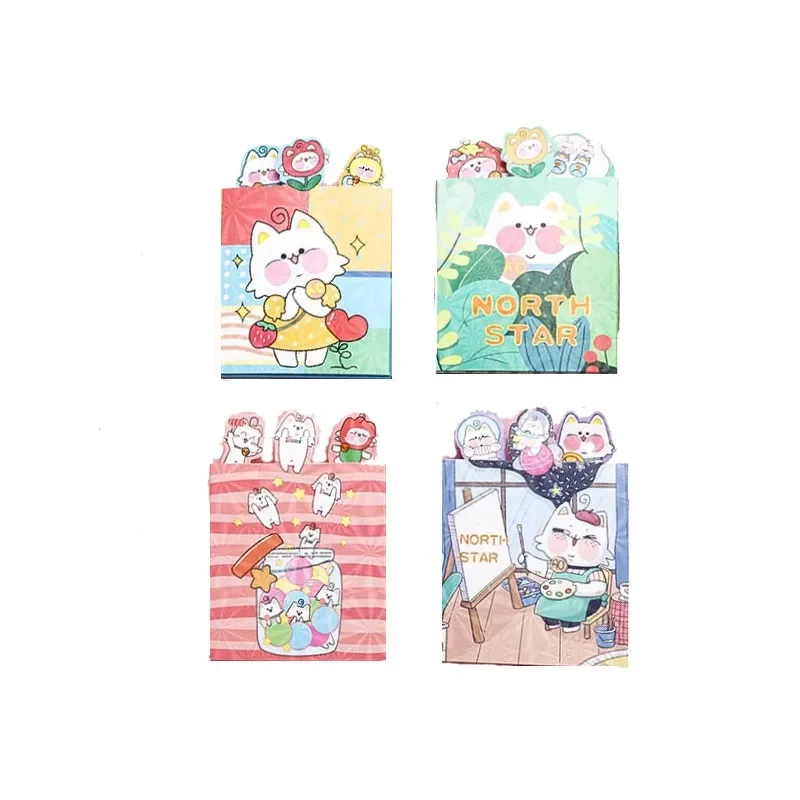 1Pack Note Memo book animal writing cartoon character recording Adhesive 6Folding Cute 4color 83*60MM