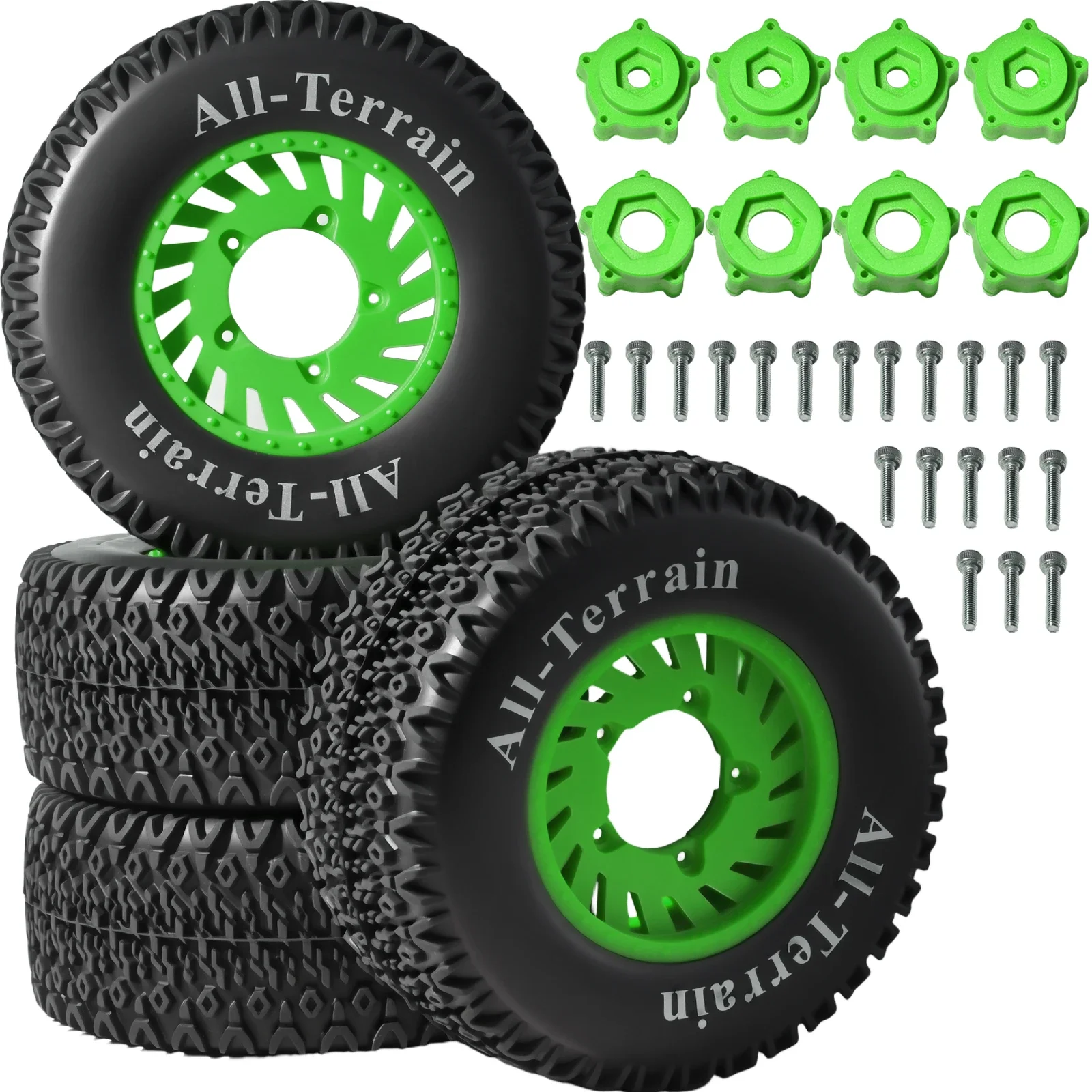 1/8 1/10 110mm ショートコース オフロード トラック タイヤ & ホイール セット、ARRMA Senton/Trxs Slash 用の 12mm/17mm 六角コネクタ付き