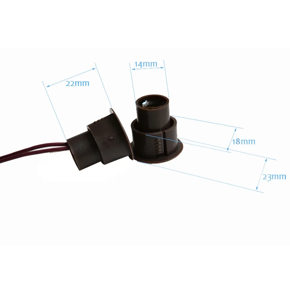 10Pcs Rolling Embedded Door Contact Sensor With 25CM Cable Normally Close Signal Output Brown Color Magnetic Switch